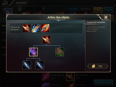 Arbre des objets arena of valor