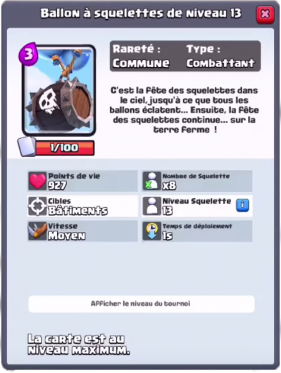 Ballon a squelettes nouvelle carte commune clash royale