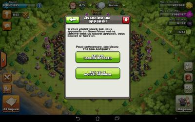 Clash of clans associer un appareil ancien nouveau