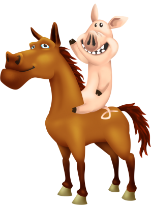 Cochon sur cheval hay day