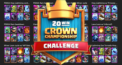 Deck 20 victoires defi crown championship clash royale