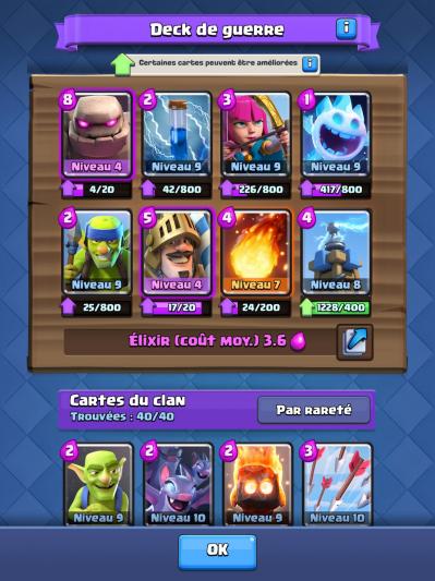 Deck de guerre clash royale