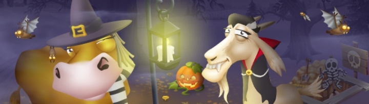 Fete halloween hay day animaux vache sorciere chevre vampire