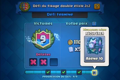 Gagner le défi tirage double élixir 2c2 Clash Royale