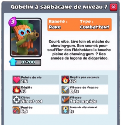 Gobelin sarbacane nouvelle carte rare clash royale sneak peek