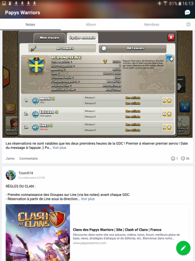 Line note clash of clans papys warriors