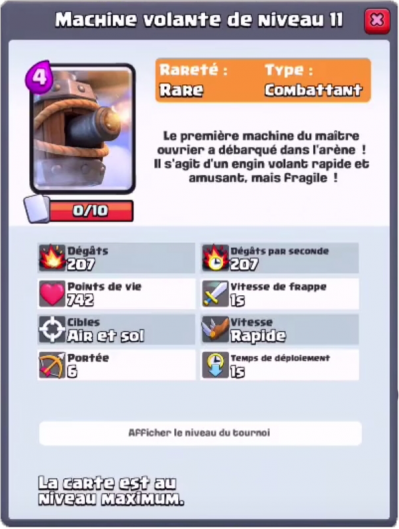 Machine volante nouvelle carte rare clash royale