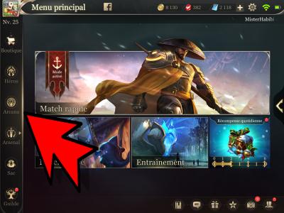 Menu arcana guide arena of valor