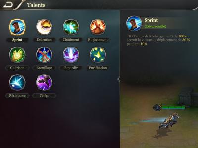 Menu talents arena of valor