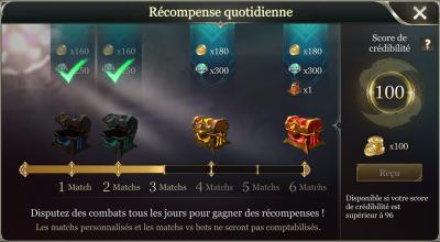 Recompense quotidienne arena of valor