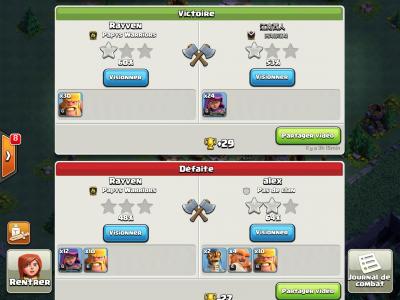 Regarder replay attaque base des ouvriers clash of clans