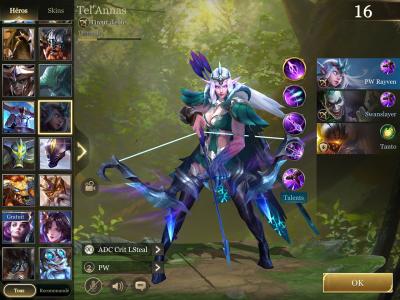 Selection des heros arena of valor