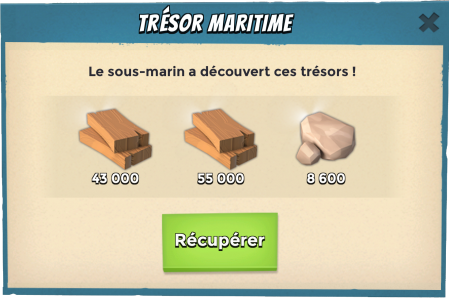 Sous marin tresor recuperer boom beach