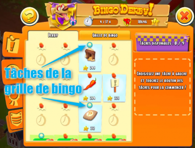 Tache de la grille de bingo punaise