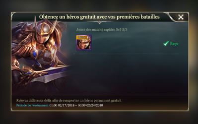 Thane heros match rapide astuce debut screen arena of valor
